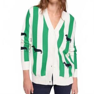 NEW VILAGALLO stripe dachshunds cardigan in green